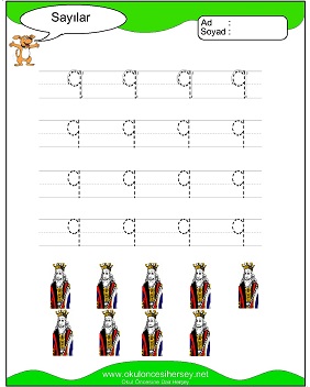 okul öncesi 1 sayısı çizgi çalışması